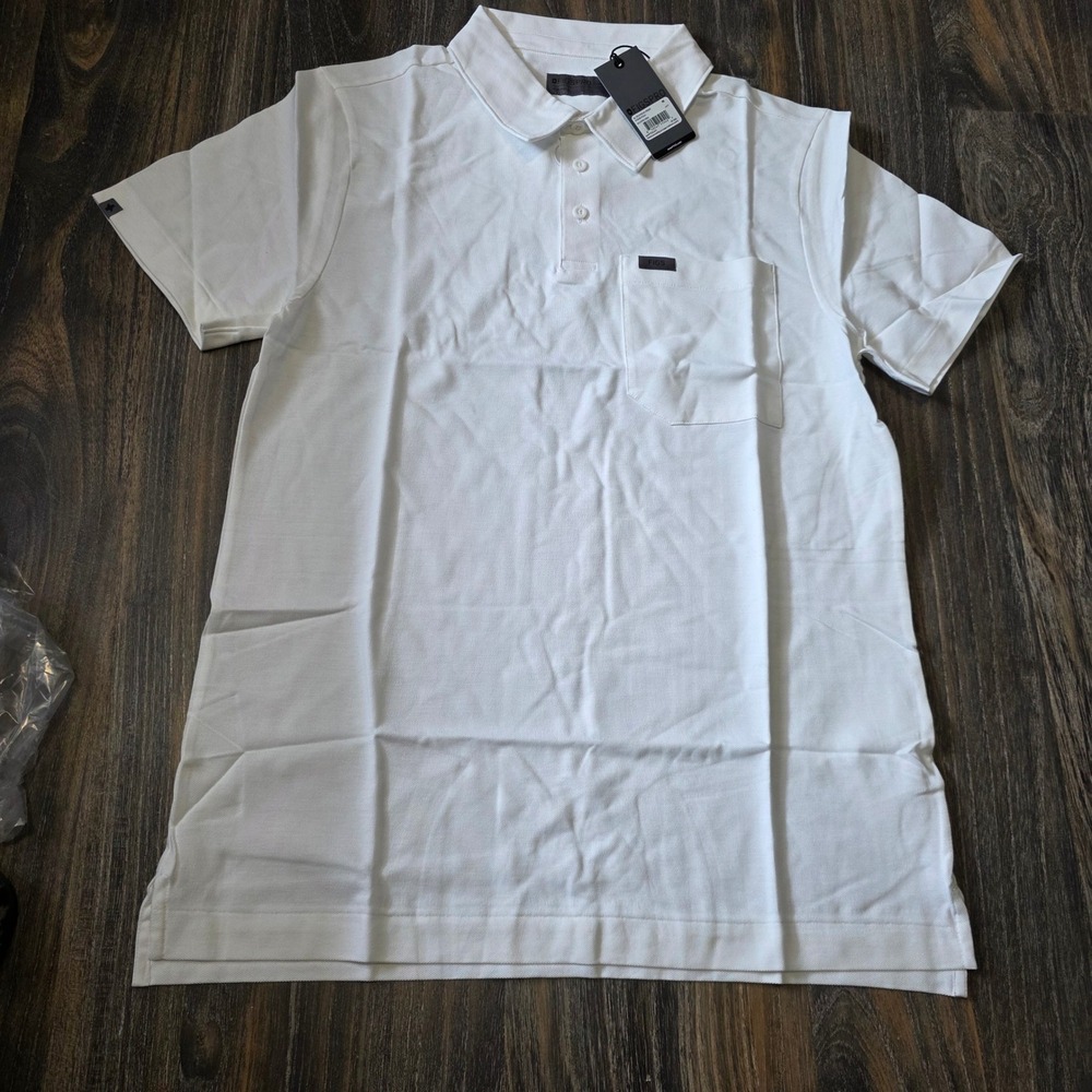 FIGS FIGSPRO Technical Pique Scrub Polo White Mens Medium M22WW1004 NWT